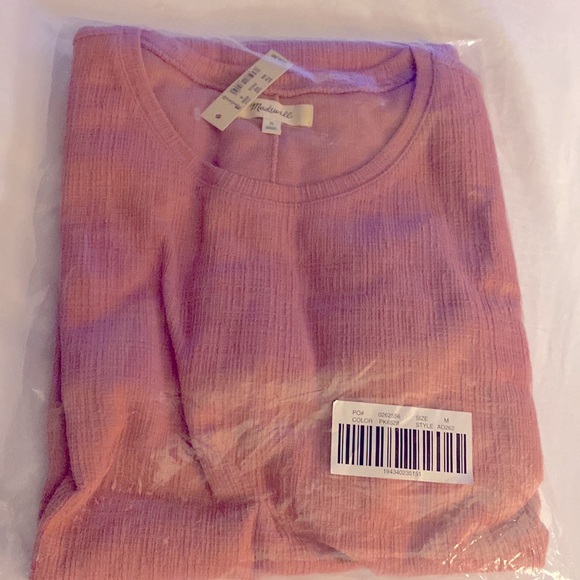 Madewell Crosshatch Puff-Sleeve Faux-Wrap Mini Dress, Berry, Size M, NWT - Picture 5 of 7